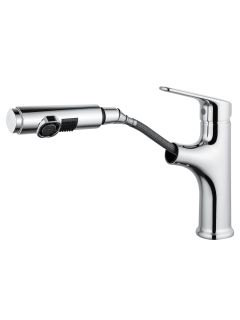 Смеситель для раковины Wonzon & Woghand WW-AE4151-CR с выдвижным изливом хром