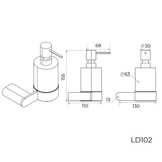 Дозатор жидкого мыла Knotlor LD102BL, черный