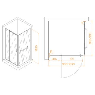 Душевой уголок RGW PA-078-1 (RGW PA-008 + Z-060-2) 3508078199-11 90x90см хром