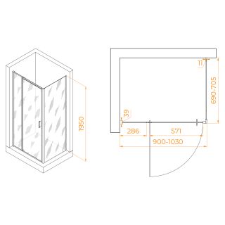 Душевой уголок RGW PA-078 (RGW PA-008 + Z-050-2) 350807897-11 90x70см хром