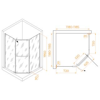 Душевой уголок RGW PA-081B 35088122-14 120x120см чёрный
