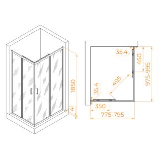 Душевой уголок RGW PA-146 020814680-11 80x100см хром