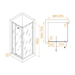 Душевой уголок RGW PA-32 (PA-02 + Z-050-1)  41083277-011 70x70см хром