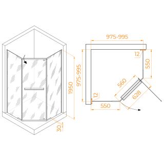 Душевой уголок RGW PA-82B 41088200-14 100x100см чёрный