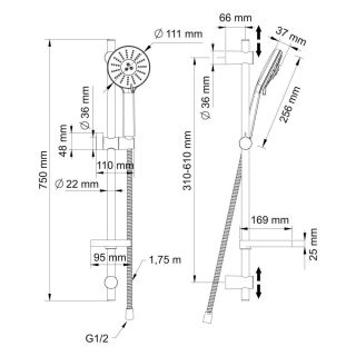 Душевой гарнитур Swedbe Calypso 5083 хром
