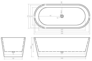 Акриловая ванна Cerutti SPA Resia CT7388 отдельностоящая 168x73см