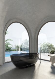 Прозрачная ванна ABBER Kristall AT9702Onyx из полиэфирной смолы 180x85см чёрный