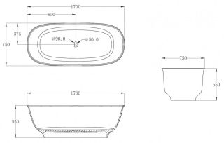 Прозрачная ванна ABBER Kristall AT9707Emerald из полиэфирной смолы 170x75см зелёный