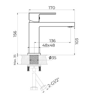 Cмеситель для раковины Knotlor KN-20/GMP, оружейная сталь