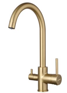 Смеситель для кухни Shevanik S128G с подключением фильтра золотой сатин