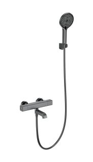 Смеситель для ванны с душем Wonzon & Woghand Stay 2 WW-B2016-A1-BGG с термостатом тёмный графит