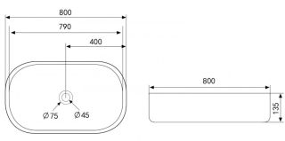 Раковина ABBER Bequem AC2110 80см белый