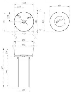 Напольная раковина ABBER Kristall 45x90см чёрный AT2702Onyx