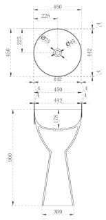 Напольная раковина ABBER Kristall 45см чёрный AT2703Onyx
