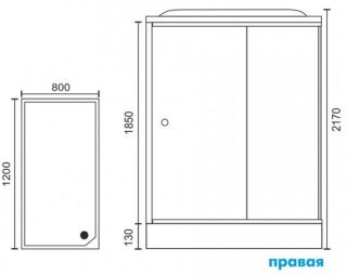 Душевая кабина Royal Bath HP правая стекло белое/матовое 120x80см RB8120HP7-WC-R