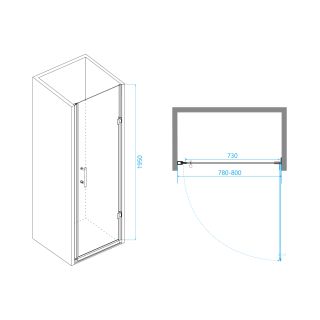 Душевая дверь RGW Passage PA-06B 80x195см чёрный 41080608-14 прозрачное