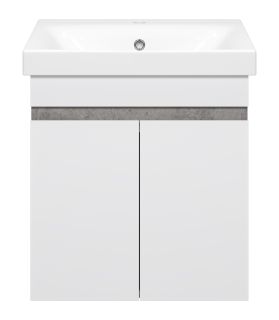 Подвесная тумба под раковину Misty Ронда 50см белый/бетон Чикаго светло-серый