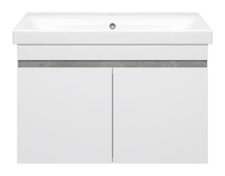 Подвесная тумба под раковину Misty Ронда 80см белый/бетон Чикаго светло-серый