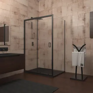 Душевой уголок Veconi Rovigo RV-040B, 1400х1000х1850, черный, стекло прозрачное