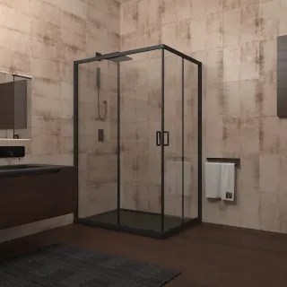 Душевой уголок Veconi Rovigo RV-14, 1200x800x1950, черный, стекло прозрачное