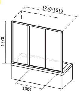 Шторка на ванну Ravak Supernova AVDP3-180 40VY0102ZG Grape профиль белый