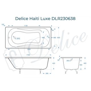Ванна чугунная Delice Haiti Luxe DLR230638 170х80 белая