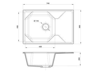 Мойка кухонная GranFest Серая Unique U--740 L сер