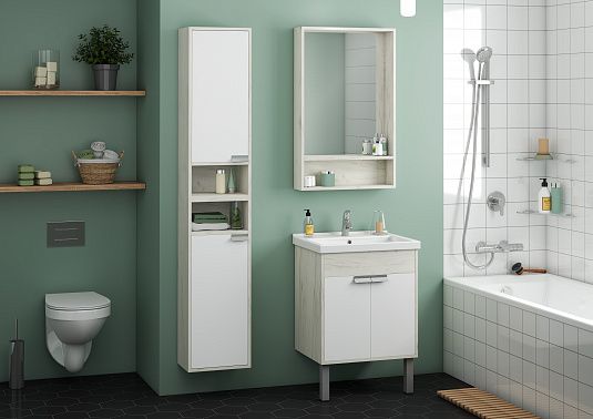 Шкаф Акватон Флай левый белый/дуб крафт 1A237903FAX1L