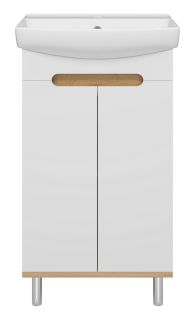 Напольная тумба под раковину Misty Сканди 50см белый/дуб крафт золотой/антрацит