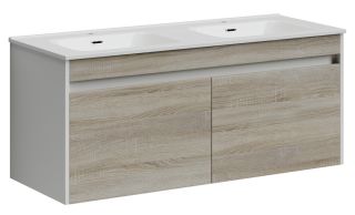 Подвесная тумба под двойную раковину Sancos Smart SM120-2E 120см дуб бардолино/белый