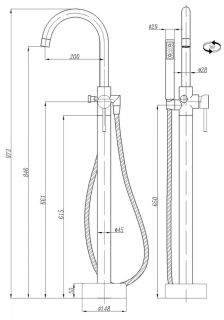 Напольный смеситель для ванны ABBER Wasser Kreis чёрный матовый AF8116B