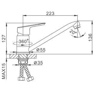 Смеситель для кухни Frap F49703-B хром