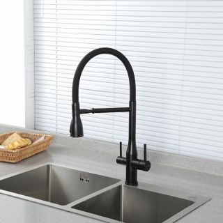 Смеситель для кухни Gappo G4399-76 с гибким изливом и подключением фильтра питьевой воды чёрный