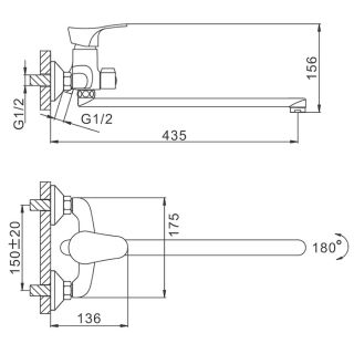 Смеситель для ванны и душа Frap F2214-B хром