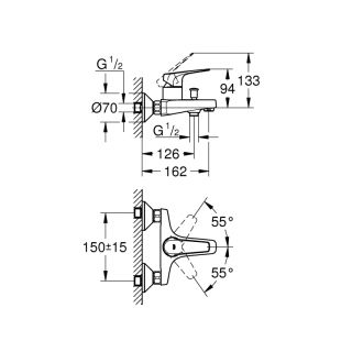 Смеситель для ванны Grohe BauFlow 23601000 хром