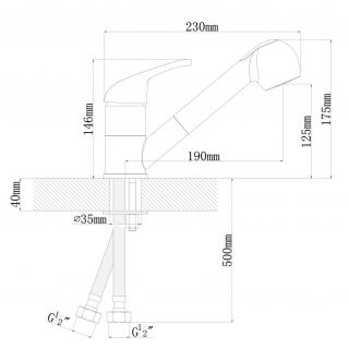 Смеситель для кухни Dr. Gans Соната с выдвижным изливом терракота