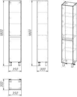Пенал Stella Polar Кибела 35см цемент SP-00001045