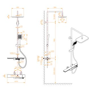 Душевая стойка RGW SP-34W 51140134-03 с термостатом белый
