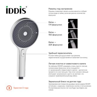 Душевая лейка IDDIS SpaHome хром/серый SPA3F0Ci18