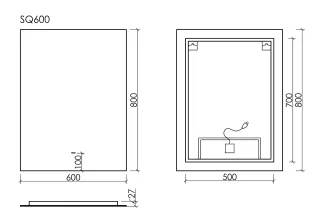 Зеркало с подсветкой Sancos Square SQ600 60см