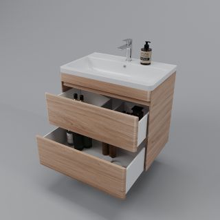 Подвесная тумба под раковину Style Line Атлантика Люкс Plus СС-00002341 70см ясень перламутр