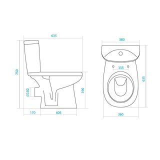 Унитаз напольный Santek Анимо с сиденьем полипропилен, гориз. выпуск 1WH110035