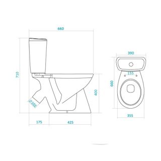 Унитаз напольный Santek - Бриз с сиденьем дюропласт 1WH302138