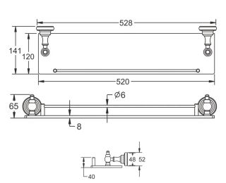 Полка стеклянная Rose RG1119 53см хром