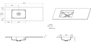 Раковина-моноблок Armadi Art Quatro 793-140-D-L чаша слева 140 см бежевый