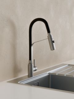 Смеситель для кухни с гибким изливом и режимом "душ" Knotlor SS-07, сатин