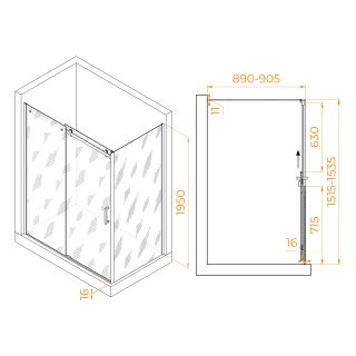 Душевой уголок RGW TO-44B (TO-14B + Z-050-2B) 02074428-14 120x80см чёрный
