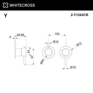 Внешняя часть смесителя на 3 потребителя WHITECROSS 2-Y1243GM оружейная сталь