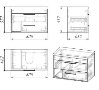 Тумба под раковину Grossman Реал 80см веллингтон/бетон 108009
