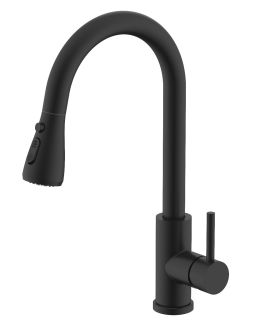 Смеситель для кухни Splenka S203.49.06 с выдвижным изливом чёрный